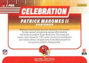 Patrick Mahomes 2024 Panini Score Celebration Series Mint Card #C-PMS