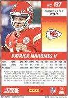 Patrick Mahomes 2024 Panini Score Series Mint Card #137
