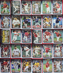 Boston Red Sox 2024 Topps Complete Mint Hand Collated 30 Card Team Set Featuring Rafael Devers, Jarren Duran and Masataka Yoshida with 8 Rookie Cards including Ceddanne Rafaela and Wilyer Abreu Plus