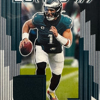 Jalen Hurts 2025 Panini Score Zoned In Jerseys Patch Relic Series Mint Insert Card #ZON-JHS Featuring an Authentic Green Jersey Swatch