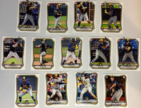 Milwaukee Brewers 2026 Bowman Series 13 Card Team Set made by Topps Featuring Jacob Misiorowski Rookie Card and Jackson Chourio Plus 10 Top Prospect Cards including Jesus Made and Luis Pena
