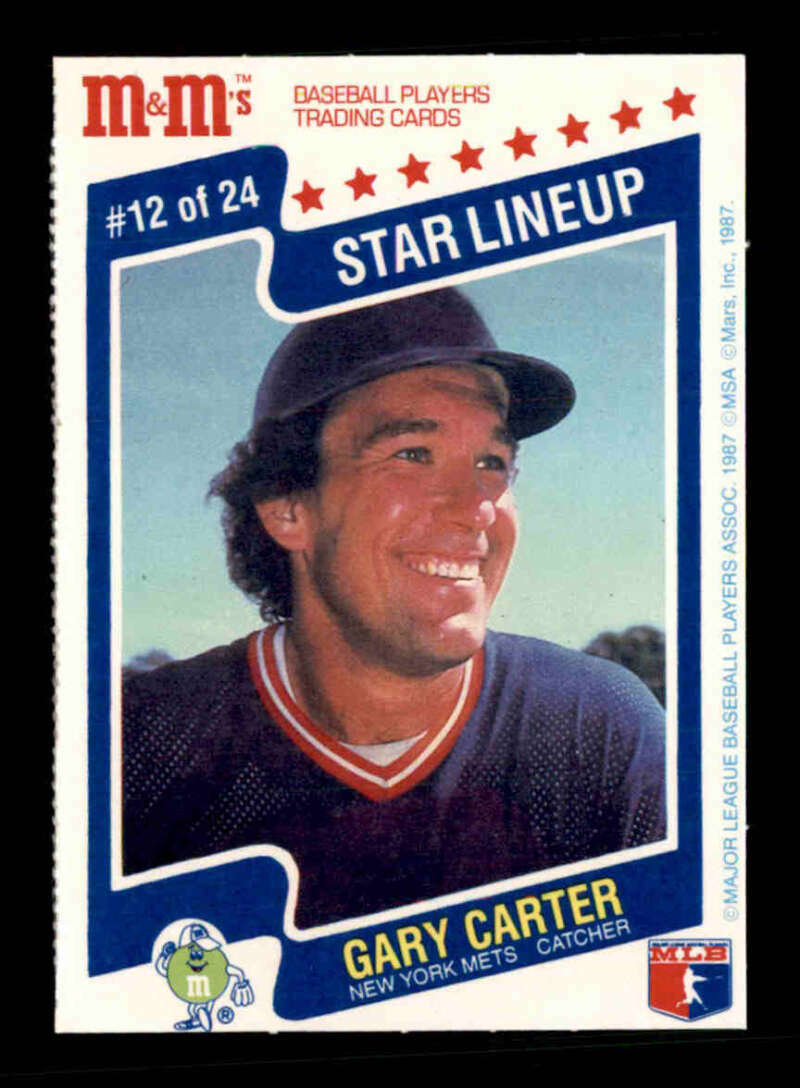 Gary Carter 1987 M & M Star Lineup Series Mint Card #12