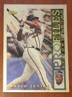 Dave Justice 1996 Topps Profiles Series Mint Card  #NL-16
