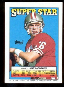 Joe Montana 1988 Topps Super Star Sticker Series Mint Card #6