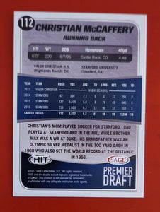 Christian McCaffrey 2017 Sage Hit Gold Series Mint Rookie Card #112