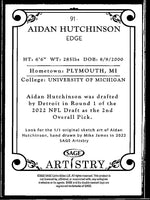 Aidan Hutchinson 2022 SAGE Artistry Silver Series Mint Rookie Card #91
