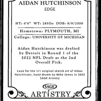 Aidan Hutchinson 2022 SAGE Artistry Silver Series Mint Rookie Card #91