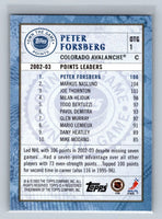 Peter Forsberg 2003 2004 Topps Own the Game Card #OTG1
