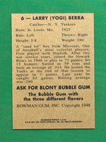 Yogi Berra 2001 Bowman Baseball Rookie Reprints 1948 Series Card #6
