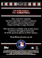 CC Sabathia 2010 Topps Logoman HTA Mint Card #HTA-4
