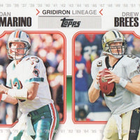 Dan Marino and Drew Brees  2010 Topps Gridiron Lineage Series Mint Card #GL-MB