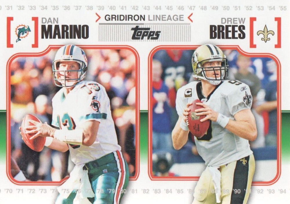 Dan Marino and Drew Brees  2010 Topps Gridiron Lineage Series Mint Card #GL-MB