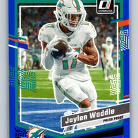 Jaylen Waddle 2023 Donruss Press Proof Blue Series Mint Card #185