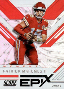 2019 Score Football Epix Moment Complete Mint 10 Card Insert Set with Mahomes plus