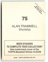 Alan Trammell 1981 Topps Baseball Sticker #75
