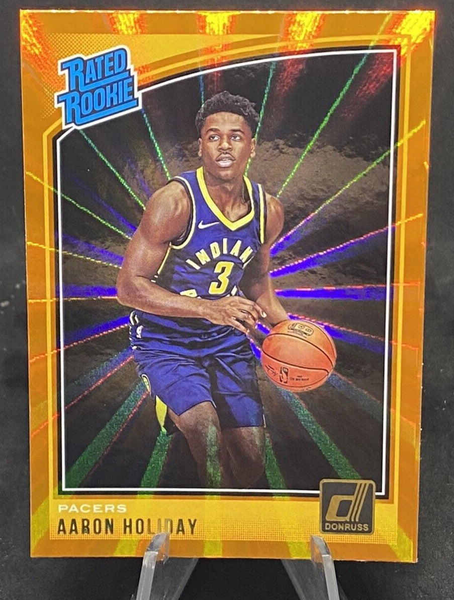 Aaron Holiday 2018 2019 Panini Donruss Rated Rookies Holo Orange Laser Series Mint Card #176