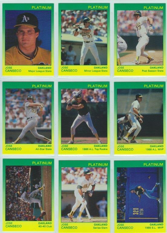 Jose Canseco 1991 Star Company PLATINUM Series Complete Mint Set