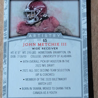 John Metchie III  2022 Sage Artistry Silver Series Mint Rookie Card #65