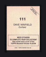 Dave Winfield 1981 Topps Baseball Sticker #111
