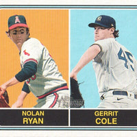 Nolan Ryan and Gerrit Cole 2023 Topps Heritage Then and Now Series Mint Card #TAN-7