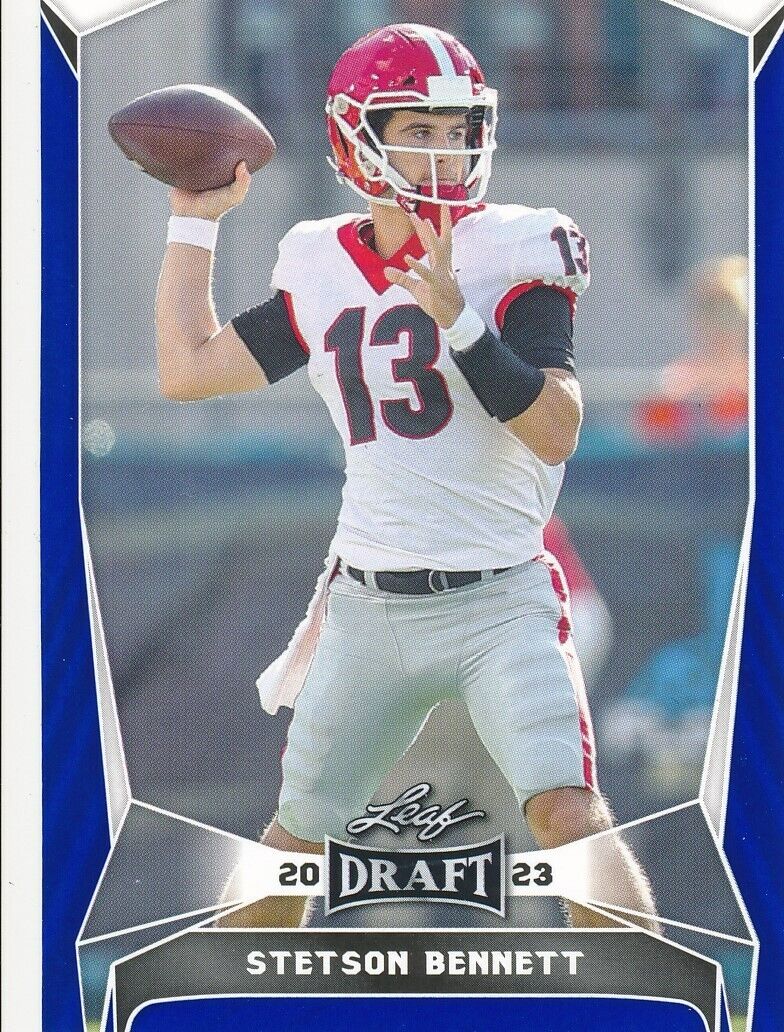 Stetson Bennett 2023 Leaf Draft Blue Series Mint Rookie Card #29