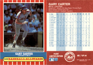 Gary Carter 1987 Fleer Baseball All-Stars Series Mint Card #7