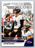 Justin Tucker 2023 Panini Prestige For the Record Xtra Points Series Mint Card #12
