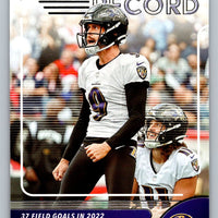 Justin Tucker 2023 Panini Prestige For the Record Xtra Points Series Mint Card #12