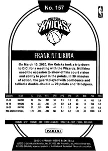 Frank Ntilikina 2020 2021 Hoops Teal Explosion Series Mint Card #157