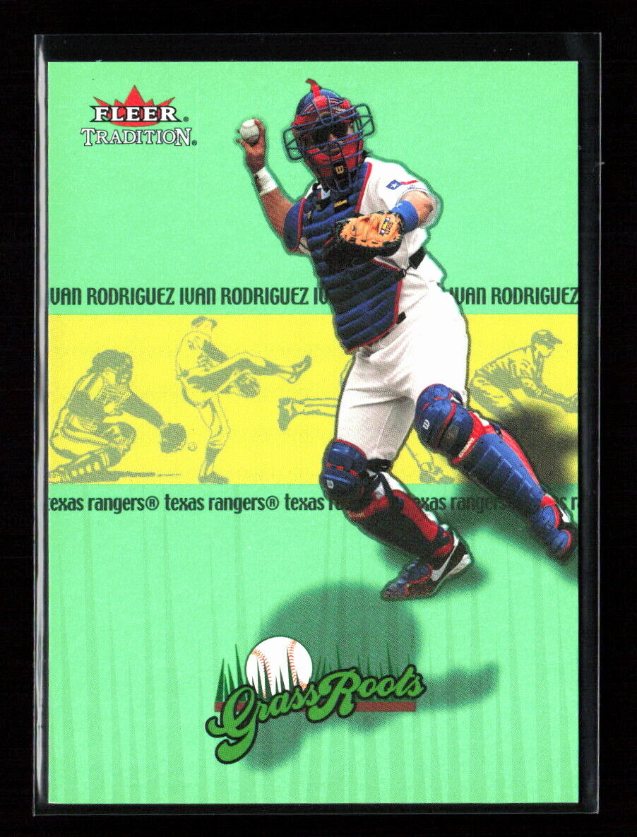 Ivan Rodriguez baseball card player worn jersey patch (Texas