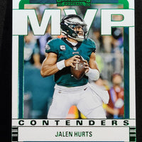 Jalen Hurts 2022 Panini Contenders Green Foil MVP Card #MVP-JHU