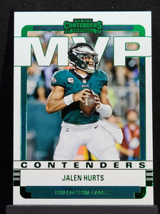 Jalen Hurts 2022 Panini Contenders Green Foil MVP Card #MVP-JHU