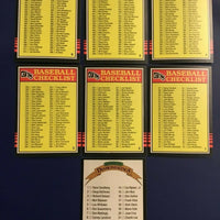 1985 Donruss BASEBALL CHECKLIST Complete 7 Card Set