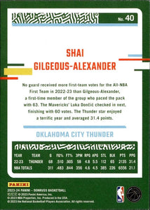 Shai Gilgeous-Alexander 2023 2024 Panini Donruss Series Mint Card #40