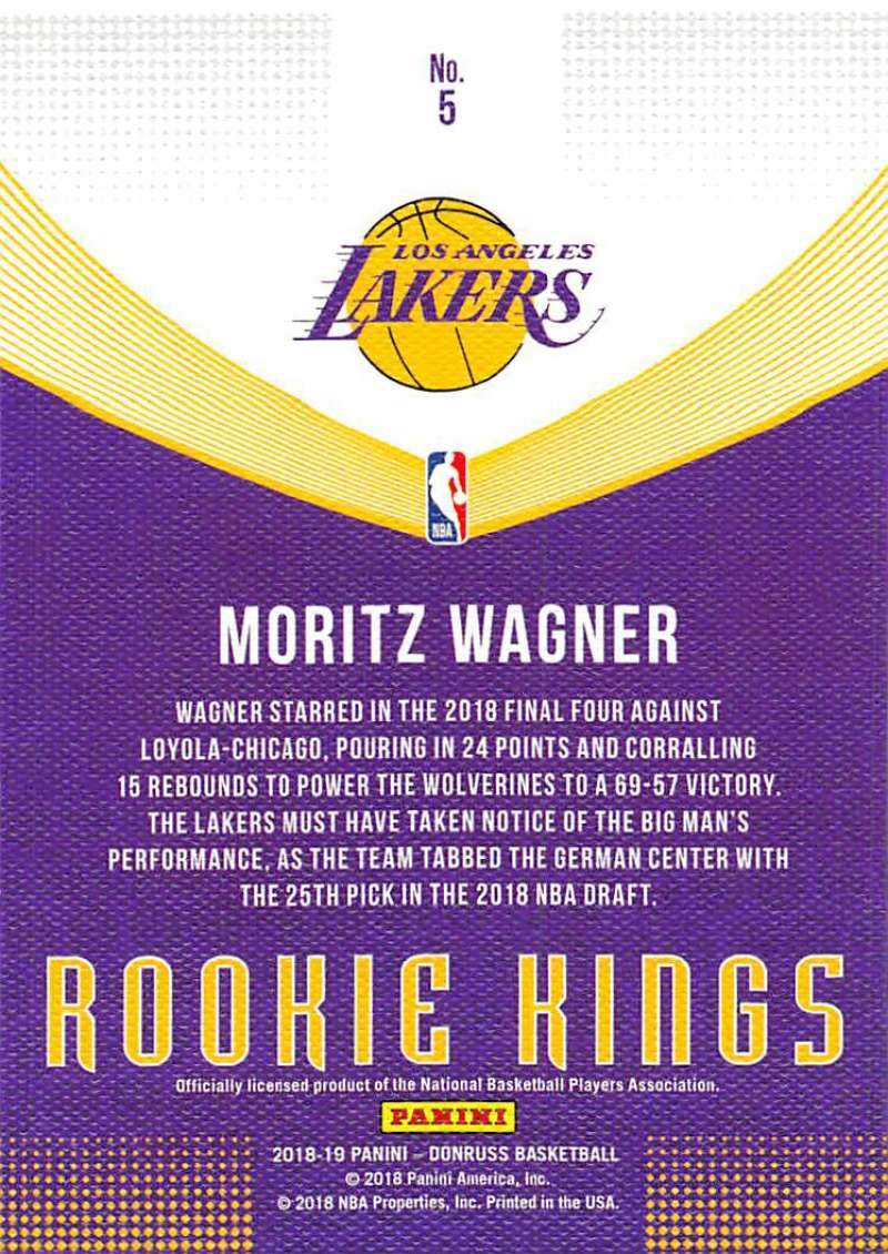 Moritz Wagner 2018 2019 Panini Donruss Rookie Kings Series Mint PRESS PROOF Card #5  Only 49 Made