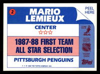 Mario Lemieux 1988 1989 Topps Stickers Card #2
