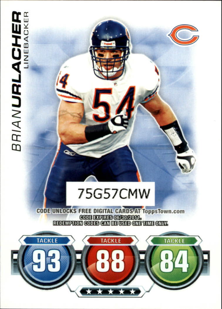 Brian Urlacher 2010 Topps Attax Code Card Series Mint Card