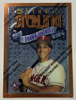 Juan Gonzalez 1996 Topps Finest Sterling Series Mint Card #253
