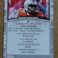 Garrett Wilson 2022 Sage Artistry Series Mint Rookie Card #47