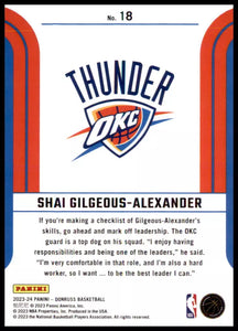 Shai Gilgeous-Alexander 2023 2024 Panini Donruss Franchise Features Series Mint Card #18