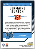 Jermaine Burton 2024 Donruss Optic Purple Shock Series Mint Rookie Card #251
