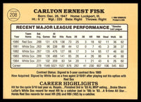 Carlton Fisk 1985 Donruss Series Mint Card #208
