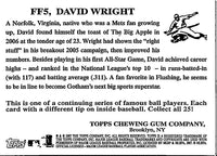 David Wright 2007 Topps Flashback Fridays Series Mint Card #FF5
