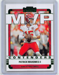 Patrick Mahomes II 2022 Panini Contenders MVP Contenders Green Series Mint Card #MVP-PMA