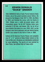 Duke Snider 1984 Donruss Baseball Hall of Fame Diamond King Series Mint Card #648

