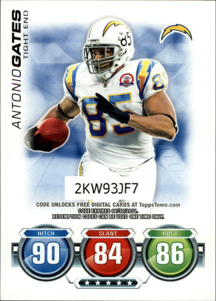 Antonio Gates 2010 Topps Attax Code Card Series Mint Card