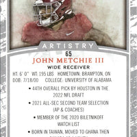 John Metchie III  2022 Sage Artistry Series Mint Rookie Card #65