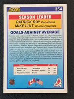 Patrick Roy 1990 1991 Score Season Leaders Card #354
