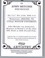 John Metchie III  2022 Sage Artistry Silver Series Mint Rookie Card #118
