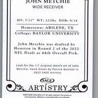John Metchie III  2022 Sage Artistry Silver Series Mint Rookie Card #118